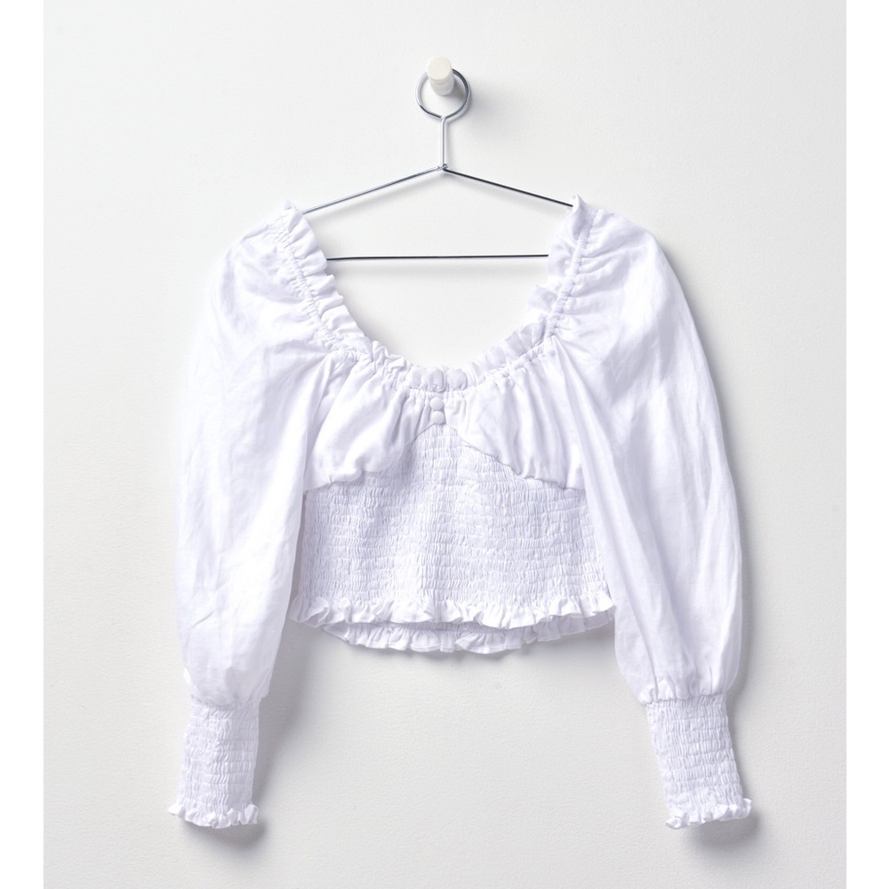 FAITHFULL THE BRAND Bel Rose Top Plain White Off S